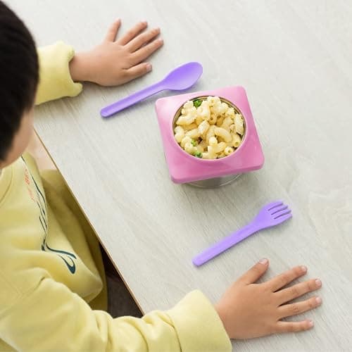 Omie OmieBox Utensil Refill Pack for OmiePod - Matches Bubble Pink or Lilac Purple OmieBox Utensil Set with Case - Reusable, Travel, Lunch Boxes - 6 pieces total (3 spoons + 3 forks) PODS NOT INCLUDED thumbnail 3