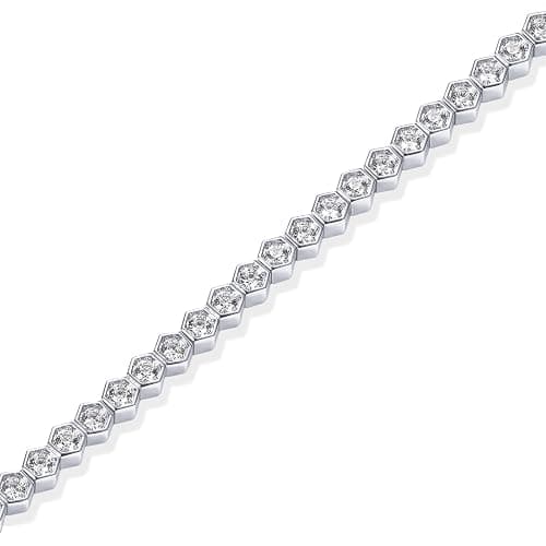 PAVOI 14K Gold Plated 2mm Cubic Zirconia Honeycomb Tennis Bracelet | Gold Bracelet for Women | SizeS 6.5-7.5 Inch thumbnail 3
