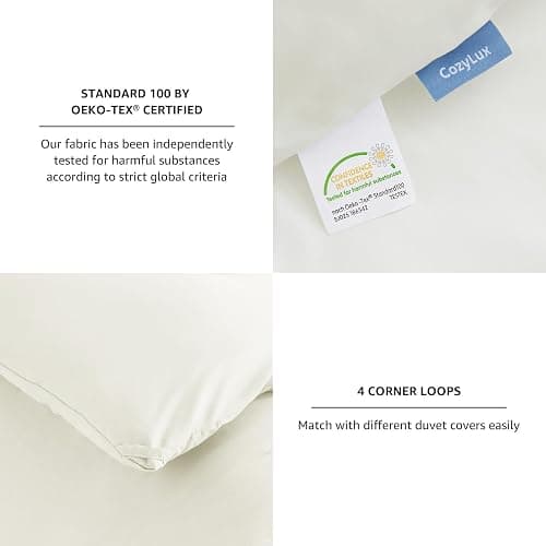CozyLux Queen Comforter Set Ivory, 3 Pieces Solid Breathable Quilted Style Bedding Sets for Girls, Luxury Soft Microfiber Down Alternative Comforter Bet Set All Season (1 Comforter & 2 Pillowcases) thumbnail 4