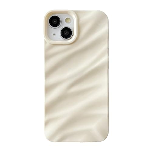 Caseative for iPhone 15 Case,Water Ripple Pattern Curly Wave Shape Soft Phone Case (White) - White - Image 1