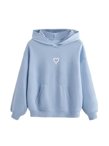 Floerns Girls Heart Graphic Print Oversized Hoodies Long Sleeve Hooded Sweatshirts For Girls Pullover Tops - Image 1