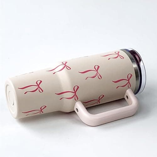 Luxape Bow Tumbler 30 oz | Leakproof Flip Straw Lid & Handle | Insulated Stainless Steel Travel Cup | BPA-Free | Cup Holder Compatible | Vivid Violet Fade (Pink, 30oz) thumbnail 2