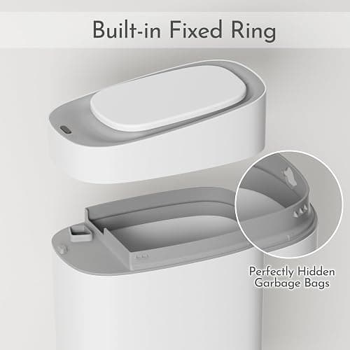 ELPHECO Automatischer Badezimmer-Mülleimer mit Deckel, Sensor, schlank, schmal, aus Kunststoff, wasserdichter Bewegungssensor, für Schlafzimmer, Wohnzimmer, schmalen Raum, 9,5 l thumbnail 4