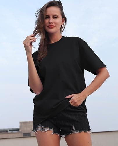 SnowElve Womens Washed Vintage Oversized T-Shirt Baggy Workout Tops Short Sleeve Cotton Tshirts Streetwear Boyfriend Tee thumbnail 3