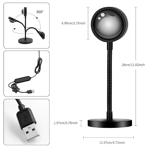 Neroupe Sunset Lamp Projector with APP & Button Control, 360 Degree Rotation Multiple Colors Changing LED Lamp Night Light, Sunset Light for Bedroom Decor/Party/Christmas Gifts/Tiktok Live/Room Decor thumbnail 7