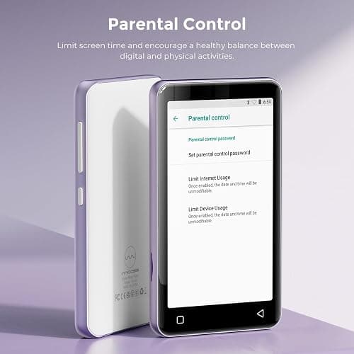 innioasis 80GB MP3 Player with Bluetooth and WiFi, MP3 Player for Kids with Spotify, Spotify Kids, Pandora, Audible, 4.0" Touch Screen Music Player with Parental Controls, Up to 1TB (White+ Purple) thumbnail 4