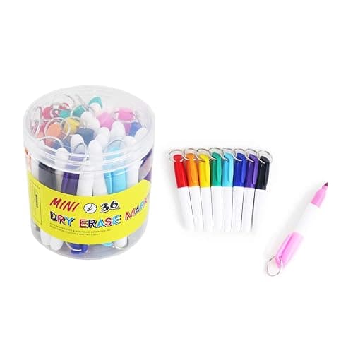 SKKSTATIONERY 36-Pcs Mini Dry Erase Markers with Key Ring, Whiteboard Markers, Marker Pens 3.5'', Markers - Image 1