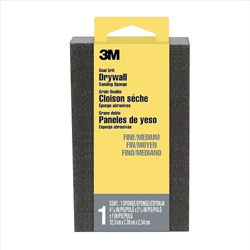 3M Drywall Sanding Sponge, Fine/Medium Grits, Dual Grit Block, Medium Grit to Remove, Fine Grit to Smooth, Ideal for Sanding and Smoothing of Joint Compounds, 2-5/8 in x 3-3/4 in (9095DC-NA) - Image 1