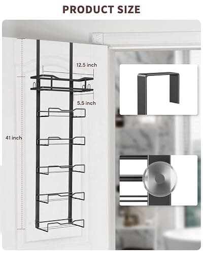 Aetyord Hanging Towel Racks for Bathroom No Drill - 6-Tier Over The Door Bath Towel Storage Organizer for Small Bathrooms - Tiered Back of Door Towel Holder Hanger for Rolled Towels RV Camper Black thumbnail 7