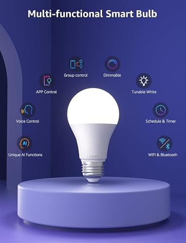 Lepro B1 AI Smart Light Bulbs - RGBWW Color Changing LED Bulb Works with Alexa & Google Assistant, AI Voice Control, Music Sync, A19 E26 Base, 8.5W 800Lumen, 2.4GHz WiFi & Bluetooth, 1 Pack（NO Remote thumbnail 9