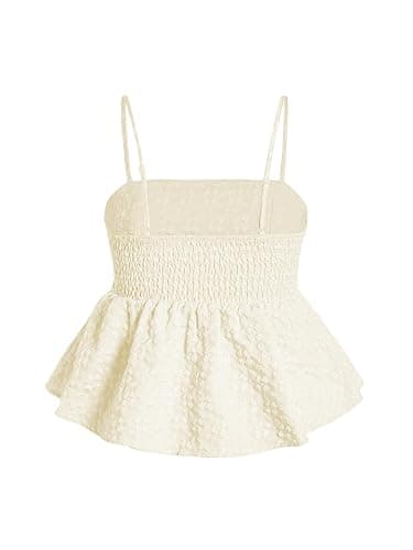 SOLY HUX Babydoll Top for Women Y2k Peplum Cami Cute Going Out Crop Tank Tops Flowy Ruffle Summer Spaghetti Strap Shirt thumbnail 2