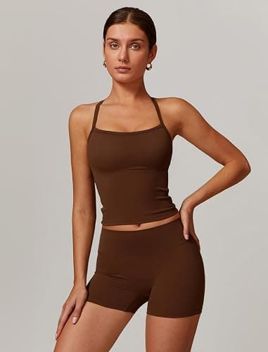 QBGJTD Two Piece Workout Sets For Women Tank Top Matching High Waist Booty Lifting Shorts Gym Yoga Active Wear Outfits thumbnail 3