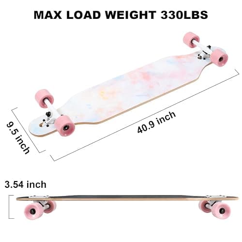TLHB Longboard Skateboard, 41 Inch Drop Through Longboard Complete 9-Ply Nature Maple Premium Cruiser Long Board for Adults, Teens and Kids - High-Speed Bearings & T-Tool thumbnail 4
