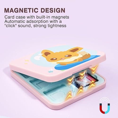 DLseego Cute Fox Game Case For Switch Lite / Switch / Switch OLED, 12 Slots Game Cards Holder and 12 Micro SD Card Slots, Portable Game Card Storage Cartridge Box thumbnail 5