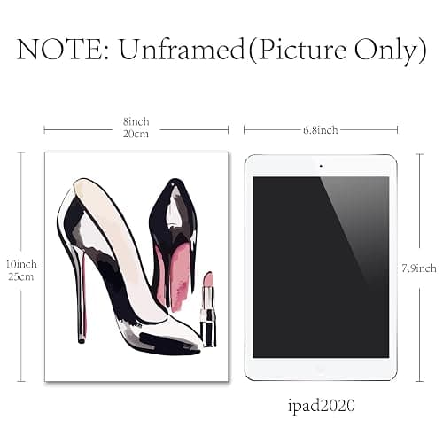 CREATCABIN 4 Toile Rose-Impression sur Toile-Peinture Murale-Talons Hauts-Mode Femme-Maquillage-Parfum-Poster-Décoration Murale Rectangulaire-Huile en Fibre pour la Maison-25x20cm-Sans Cadre thumbnail 3