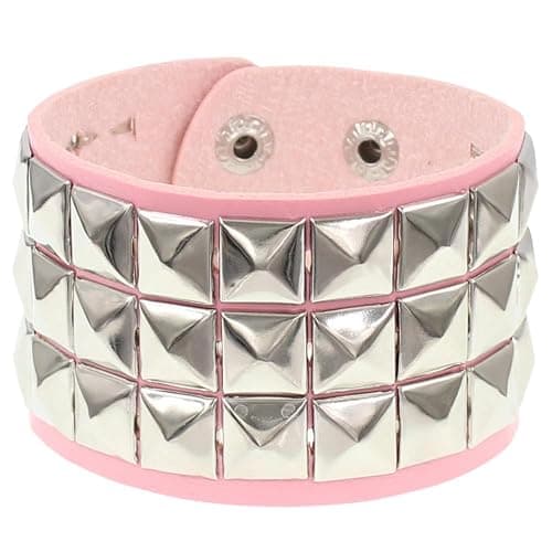 BaBakiak 3 Piece 80s Leather Studded Punk Bracelet, Rock Studded Leather Wristband for Men Women thumbnail 4
