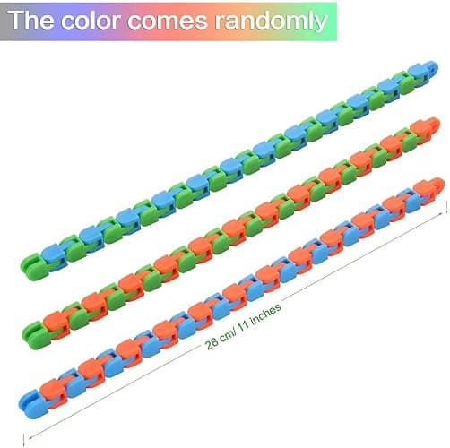 Yeefunjoy 6 Pack 24 Links Wacky Tracks Snap and Click Fidget Toys, Finger Sensory Toys, Snake Puzzles for Stress Relief, Party Bag Fillers, Party Favours, Random Color thumbnail 3