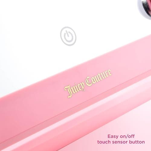 Juicy Couture - Jumbo Lighted Mirror, Hollywood Styling, LED Makeup Vanity Mirror with Adjustable Brightness (14", Pink) thumbnail 3