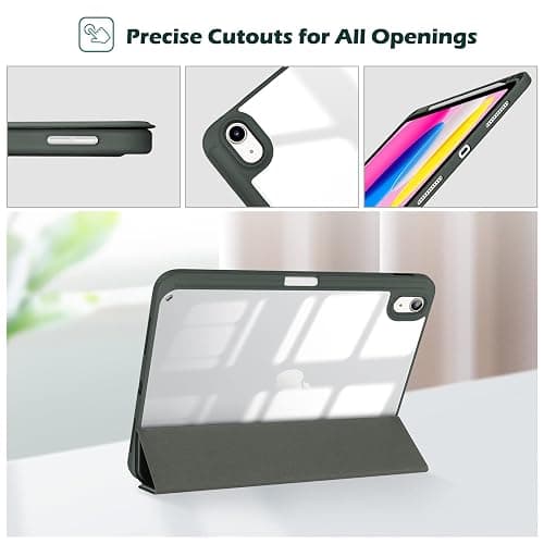ProCase Hülle für iPad 10. /11. Generation 2022 10,9 Zoll 2025 11" (A16) mit Stifthalter, Stoßfeste Smart Case Cover mit transparenter Rückseitenschale Schutzhülle -Olivegrün thumbnail 7