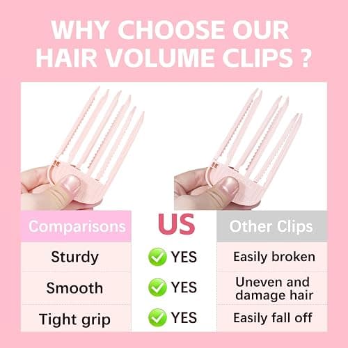 2PCS Volumizing Hair Clips for Women, Hair Volume Clip Styling Tools Volumizing Comb for Fluffy Bangs Clips for Root Lift, Root Booster Clips, Pink thumbnail 9