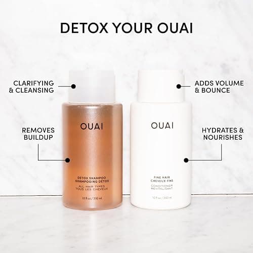 OUAI Detox Shampoo & Fine Hair Conditioner Bundle - Clarifying Shampoo for Build Up, Dirt, Oil, Product and Hard Water & Volumizing Conditioner for Fine Hair (2 Count) thumbnail 2