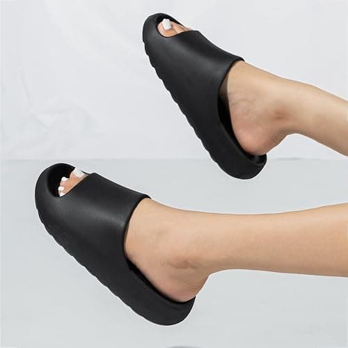 Cloud Slides for Women and Men, Platform Slides Slippers, Non-Slip Quick Drying Soft Lightweight Shower Shoes, Thick Sole Open Toe Slides Sandals for Indoor & Outdoor thumbnail 2