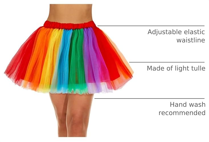 Zando Tutu for Women Adults Teens 5 Layers Halloween Costume Cosplay Tutu | Girls Tulle Dance Ballet Skirt: Elastic,Fluffy,Lightweight,Skin-Friendly,for Running Tutu,Party,Gift,4th of July thumbnail 4