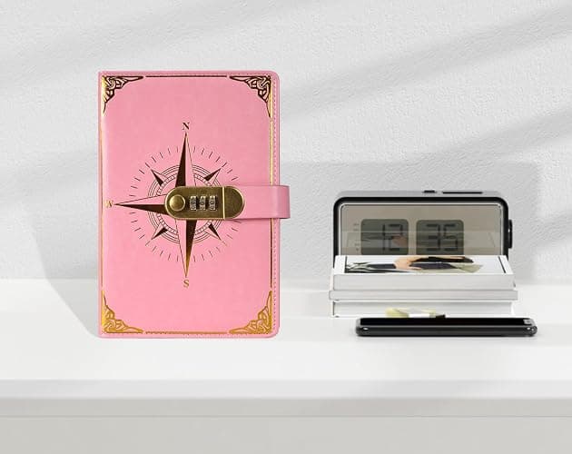 ARRLSDB A5 PU Leather Diary with Lock, Journal with Combination Lock Password Journal Locking Journal Diary (Pink) thumbnail 5