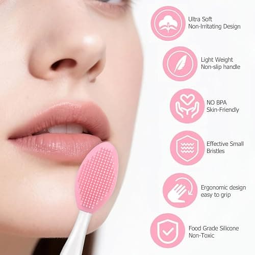 5Pcs Lip Scrubber Exfoliator,Pore Scrub Brush for Face,Nose Scrubber,Silicone Lip Pore Cleansing Brush for Exfoliating, Massageing, Blackheads Removal, Color Skin Care, DIY Masks thumbnail 4