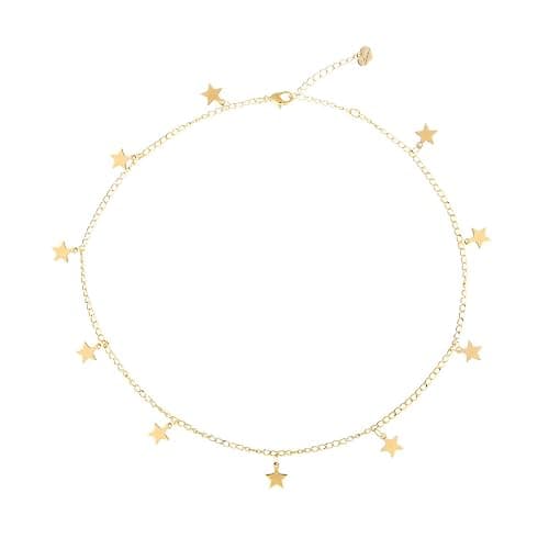 S.J JEWELRY Women Simple Delicate Full Moon 14K Gold Plated/Rose Gold/Silver Plated Layered Pendant Handmade Star Chokers Necklaces - Gold - Image 1