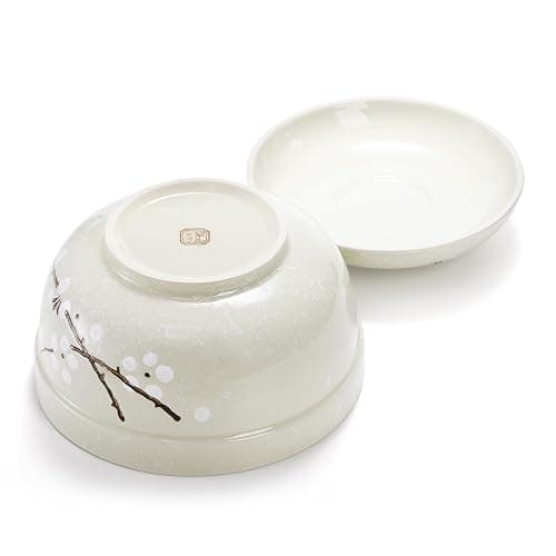 Goaste 2 Pack Ceramic Ramen Noodle Bowl, 27 OZ Big Ramen Bowl with Lid, Japanese Hand-Painted Ceramic Tableware, Durable Floral Soup Bowl for Noodles, Porridge, Rice, Dishwasher Safe(Pink, Cyan Blue) thumbnail 7