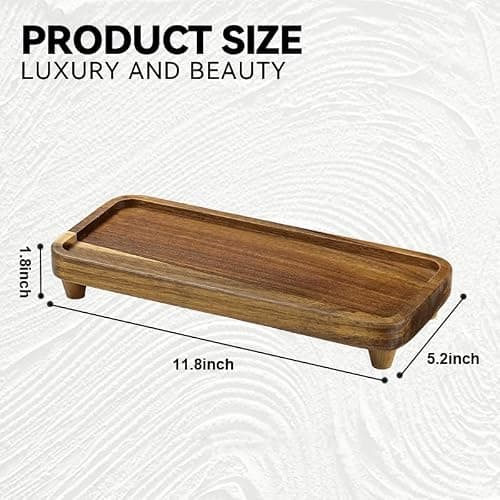 Janxin Bathroom Tray for Counter,Vanity Tray,Soap Dispenser Tray for Kitchen Sink, Kitchen and Home Decor (Acacia) thumbnail 3