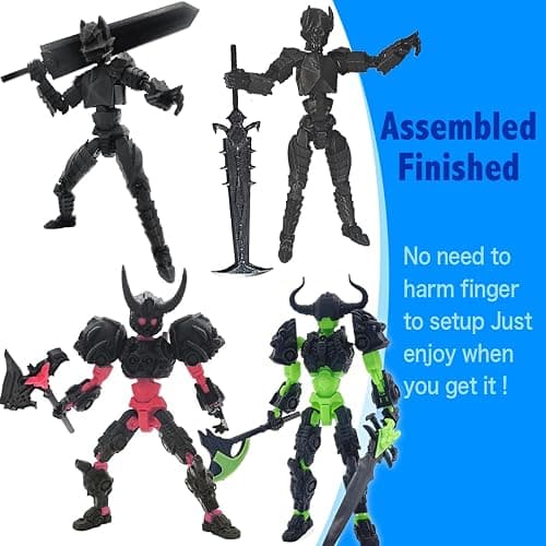 T13 3D Action Figure Set (Assembly Completed), 3D Printed Multi-Jointed, Dummy Titan 13 Action Figures, Multi-Articular Lucky Robot Nova T-13,Desktop Decorations for Game Lovers Toys(Black Red) thumbnail 5