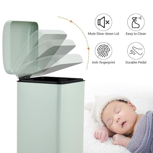 CuisinAid 8 Gallon/30Liter Trash Can, Kitchen Garbage Cans, with Soft-Close Lid, Fingerprint Resistant, Removable Inner Bucket, Foot Pedal, for Home Office Bathroom, Green thumbnail 4