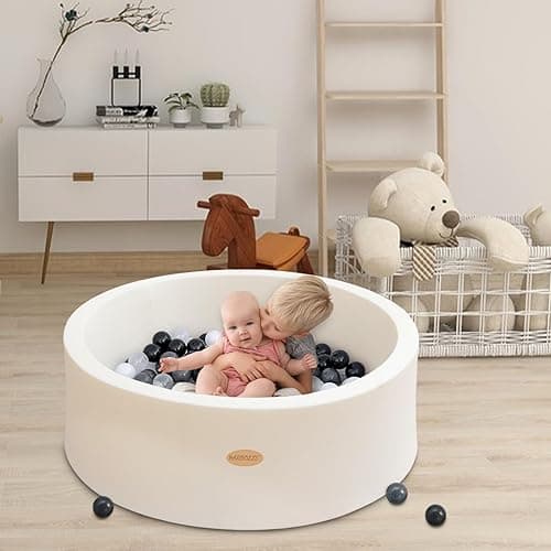 HARBOLLE Baby Ball Pit Soft Round Memory Foam Ball Pits NOT Included Balls Indoor Outdoor Playpen for Babies Toddlers Kids Infants for Girls Boys, White - No Balls- White thumbnail 2
