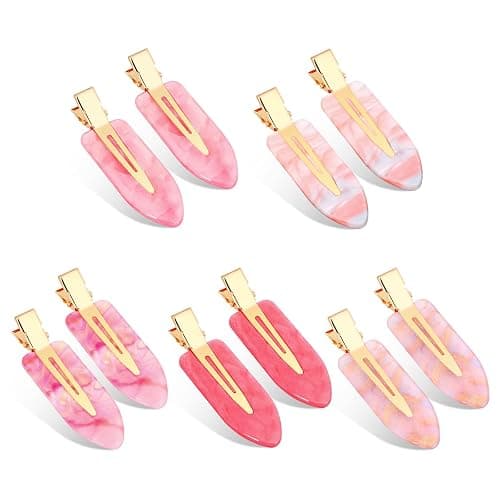 KesaPlan 10PCS No Bend Hair Clips, Pink No Crease Hair Clips for Styling, Acrylic Resin Flat Duckbill Clips, Seamless Bang Hair Barrette for Women Girls Makeup Hairstyle Accessories - Image 1