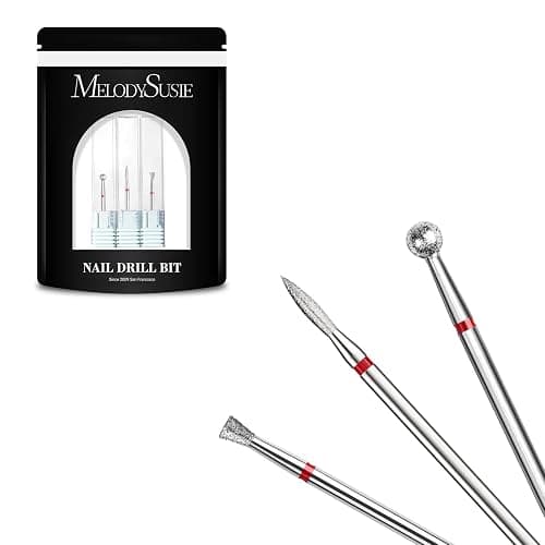 MelodySusie 3Pcs Cuticle Cleaner Nail Drill Bits Set, 3/32'' Safety Carbide Diamond Bits, Ball, Flame and Inverted Tapered Bits, Suitable for Cuticle Dead Skin Nail Prepare, Silver - Image 1