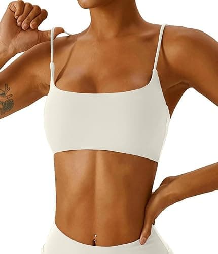 Comper Women's Sports Bra with Thin Straps Stretchy Wirefree Workout Bras Lightweight Workouts Bralette with Removable Pads thumbnail 4
