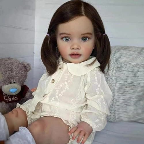 Anano Reborn Baby Dolls Realistic Girl Pippa, 26 Inch Realistic Newborn Reborn Toddler Dolls Soft Cloth Body Eyes Open Hand Rooted Hair Birthday Gift for Kids Age 3+ thumbnail 2