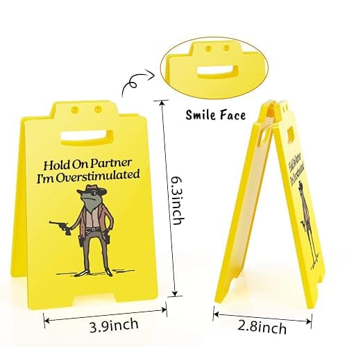 Hold On Partner I'm Overstimulated Humorous Desk Sign - Stress Relief Gifts for Colleagues, Funny Office Decor for Coworkers and Friends thumbnail 3