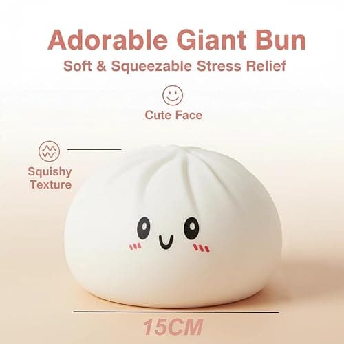 Giant Dumpling Squishy for Adults, 4/6/10 Inch Jumbo Dumpling Stress Ball, Soft Squeeze Decompression Dough, Anxiety Relief Fidget, Adult Fidget Tool (White M: 15cm/5.9 Inch) thumbnail 2