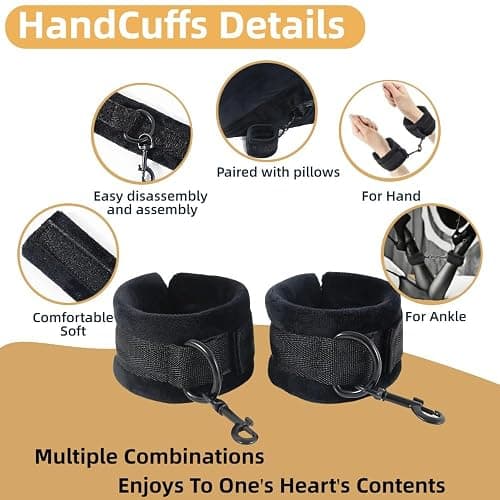 Sex Pillow Foam Sex Furniture Position Pillows with Restraints Handcuffs Set BDSM Bondage Foam Cushion with Wrist Cuffs Multifunctional Sex Toys Pillows for Couples (Black) thumbnail 6