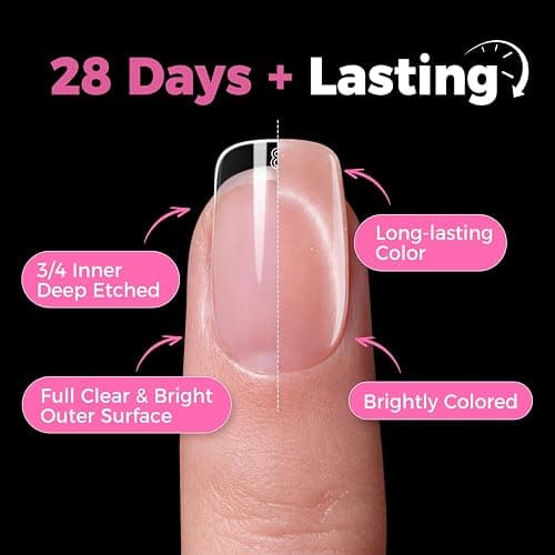 UNA GELLA Gel Nail Tips Square & Squoval, 504pcs Short Squoval Nail Tips | Pre Etched Soft Gel Clear Fake Nails Full Cover For Nails Extension Home DIY Salon 12 Sizes thumbnail 3