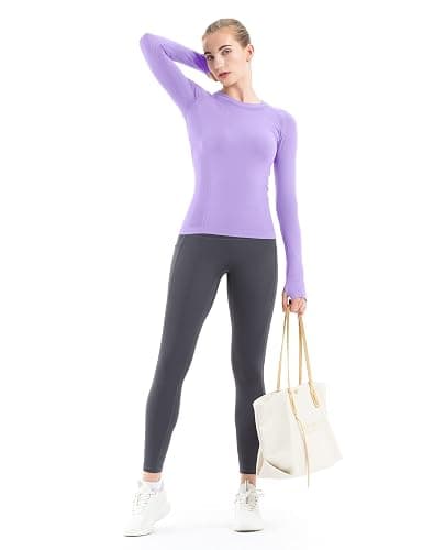 MathCat Seamless Workout Shirts for Women Long Sleeve Yoga Tops Sports Running Shirt Breathable Athletic Top Slim Fit thumbnail 5