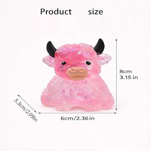 Lullipel 4PCS Glitter Highland Cow Fidget Squishies - Ultra-Soft Slow Rising Stress Relief Toys, Cute Desk Decor for Cow Lovers Adults | Easter Basket Stuffers Party Favors thumbnail 3