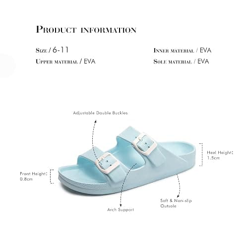 FUNKYMONKEY Jelly Sandals for Women with Adjustable Buckle, Comfortable Chunky Slip-on Beach Slides, Waterproof Platform Shoes for Pool Shower Casual Wear thumbnail 7