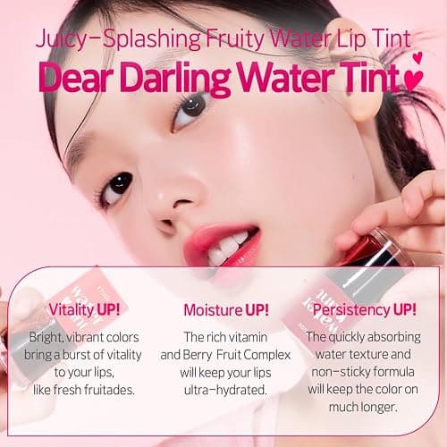 ETUDE Dear Darling Water Tint – Pomegranate Ade | Korean Lip Stain & Lip Tint for Hydrated Pink Lips, Smudge-Proof Long-Lasting Lip & Cheek Makeup | K-Beauty Gift, Stocking Stuffers thumbnail 2