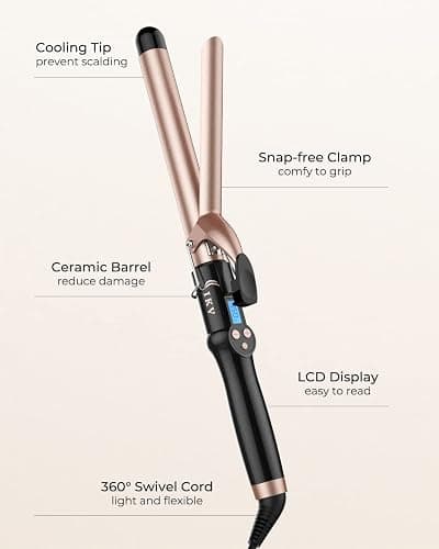 1 Inch Extra Long Barrel Curling Iron, Ceramic Tourmaline Curling Wand Professional Dual Voltage thumbnail 6