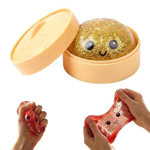 Dumpling Glitter, Dumpling Glitter Squishies, Dumplings Squishies, Stress Relief Fidget, Soft Squeeze Decompression Dough, Giant Glitters Dumplings (Gold) - Image 1