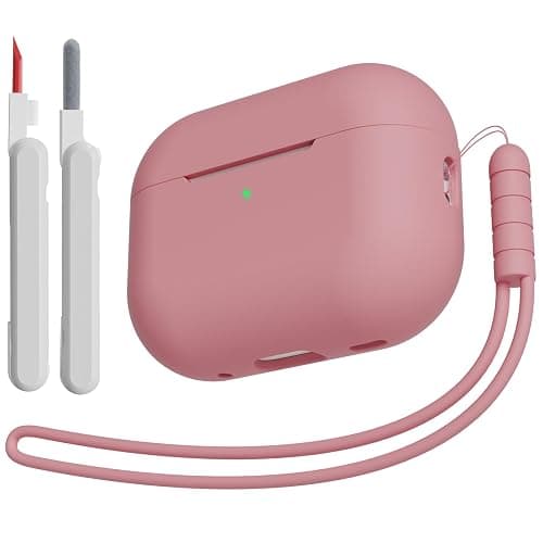 KOKOKA Custodia Case Compatibile con AirPods Pro 2/1 2023/2022/2019 con Kit di Pulizia e Cordino in Silicone, Case Cover Protettiva Premium in Silicone per AirPods Pro 2a/1a Generazione, Bean Pink - Image 1